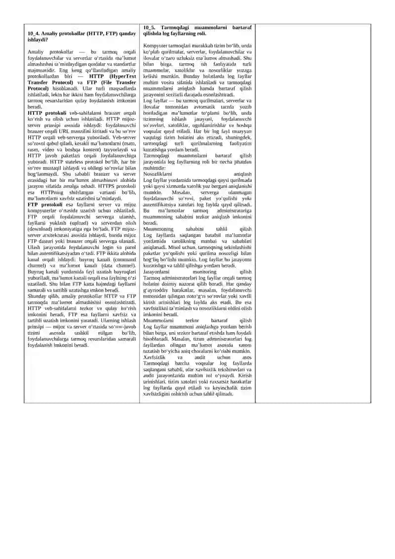 Kompyuter tarmoqlari fanining vazifalariga nimalar kiradi? 2