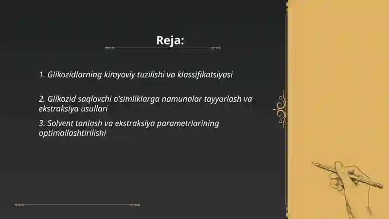 Glikozid saqlovchi o'simliklar va ulardan tayyorlangan preparatlar tahlili 2