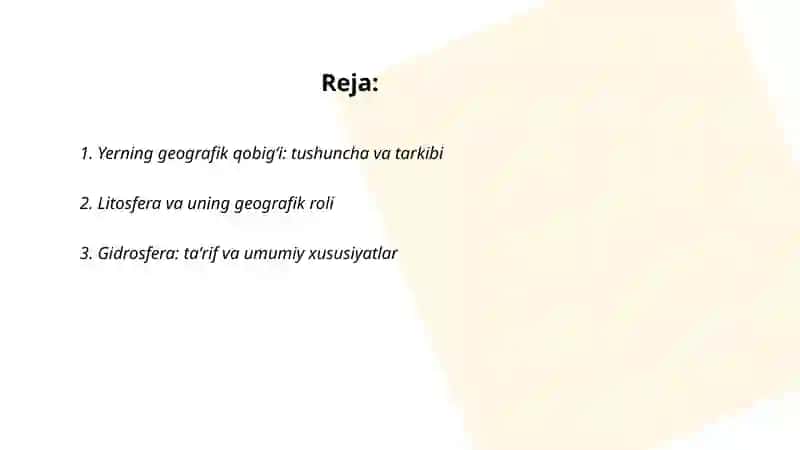 Yerning geografik qobig'i.Gidrosfera 2