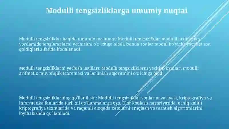 Modulli Tengsizliklarni Yechish 2