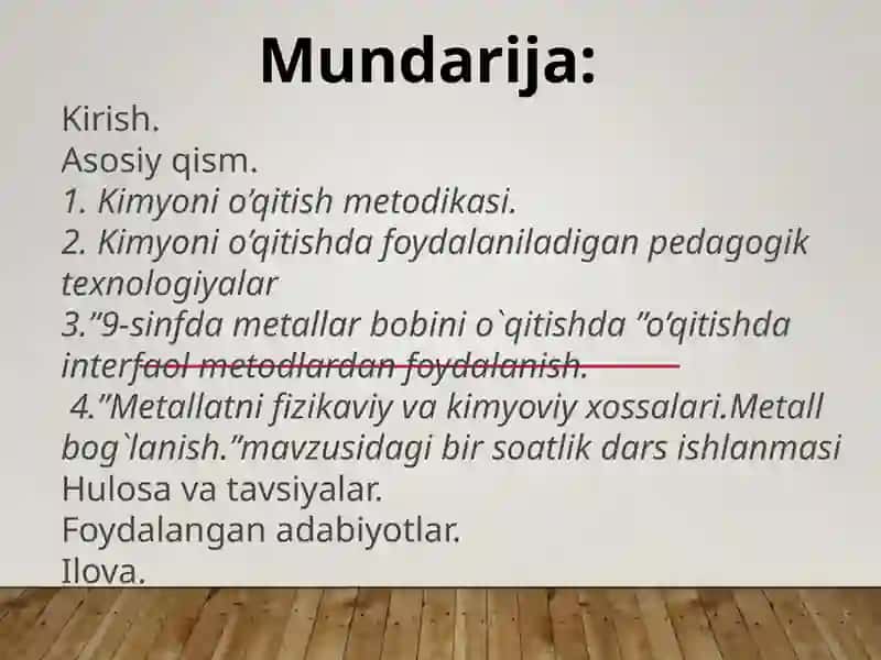 METALLAR BOBINI O`QITISH METODIKASI 2