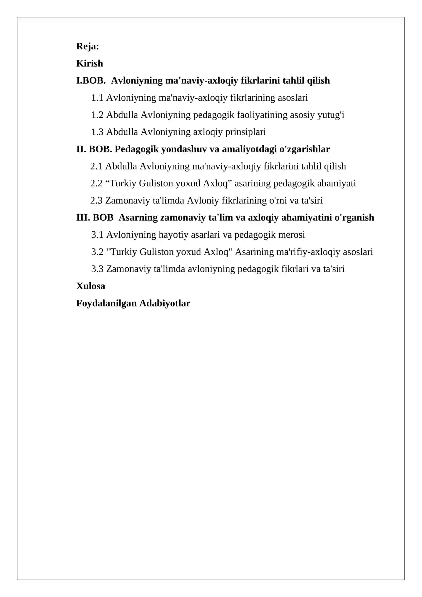 Abdulla Avloniy adabiy merosi. pedagogik asarlari "Turkiy guliston yoxud axloq"asarining ma'rifiy-axloqiy va pedagogik ahamiyati 2