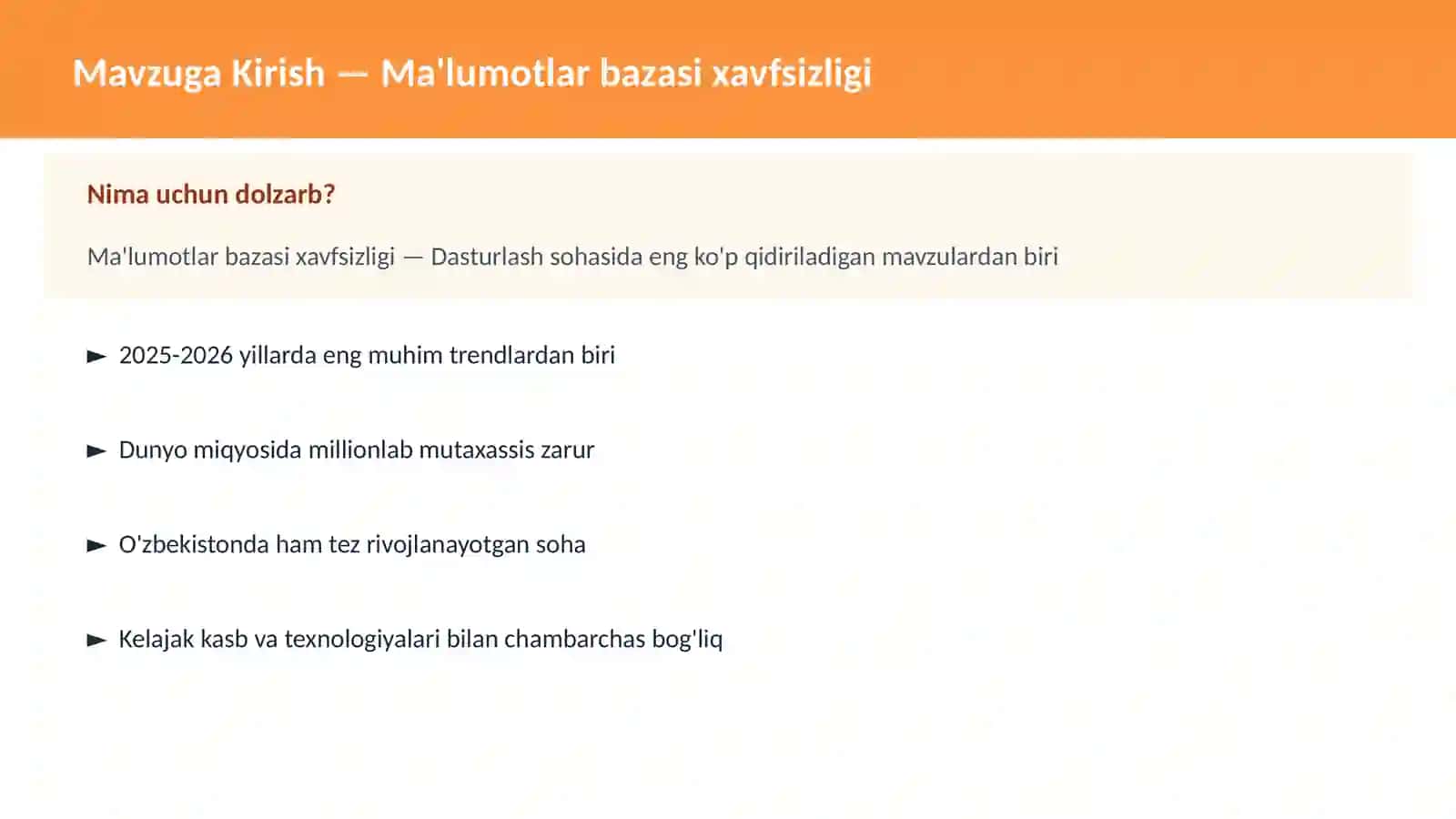 Ma'lumotlar bazasi xavfsizligi 2