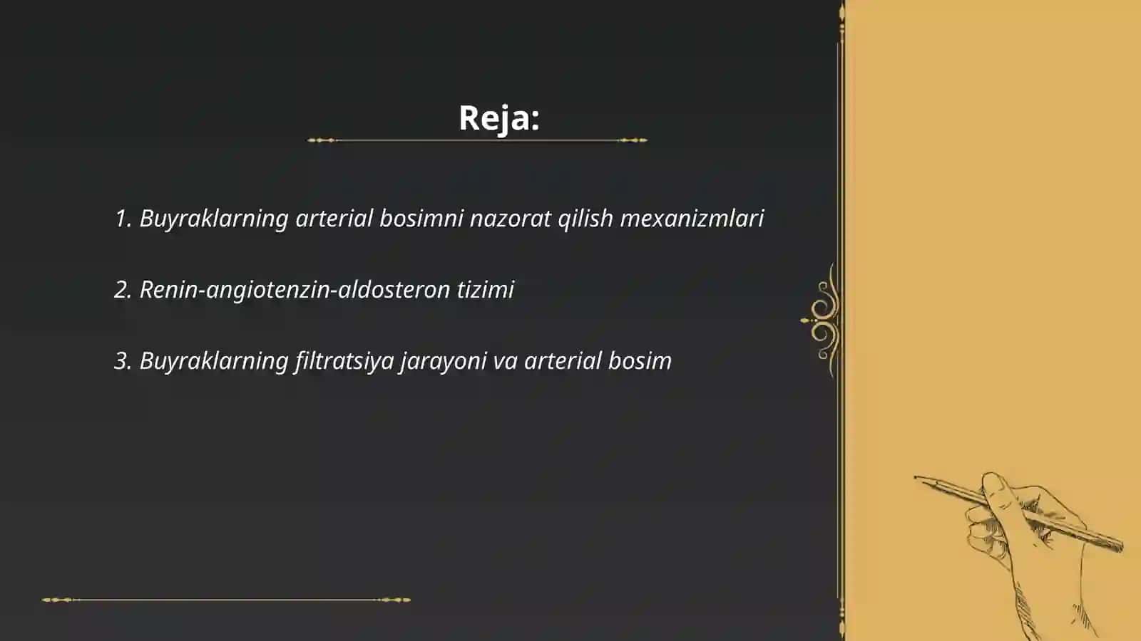 Buyraklarning arterial bosimni nazorat qilish mexanizmlari 2