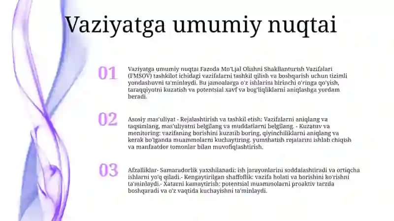 Fazoda Mo'Ljal Olishni Shakllanturish Vazifalari 2