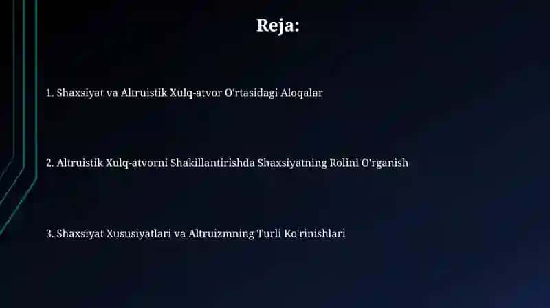 Shaxs va alturistlik xulq masalasi 2