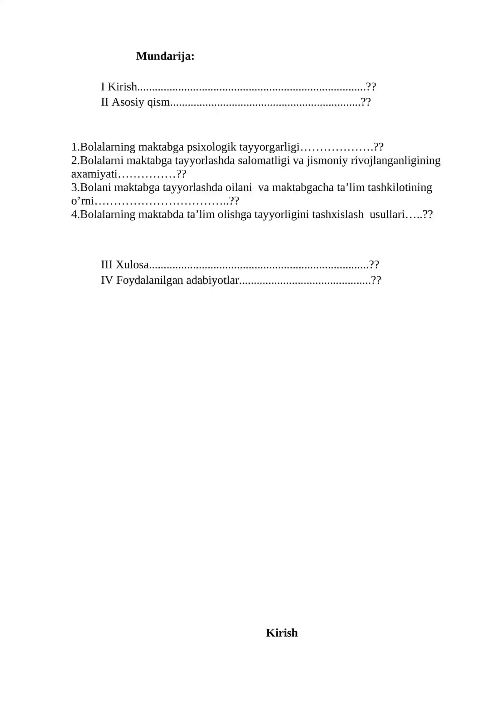BOLALARNING MAKTABDA TA’LIM OLISHGA TAYYORLIGINI TASHXISLASH USULLARI 2