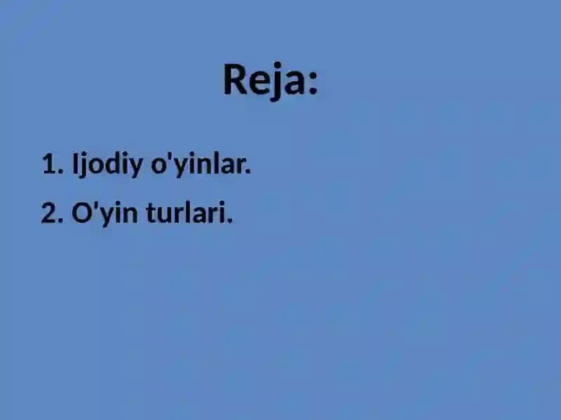 Ijodiyo'yinlar va o'yinturlari 2
