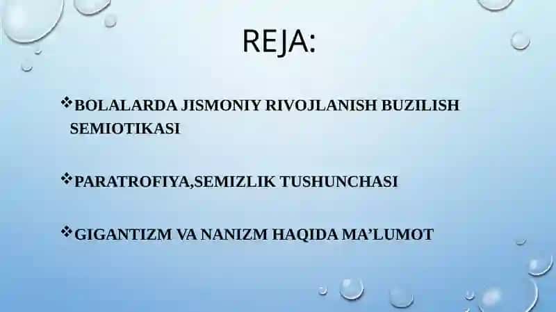 Bolalarda jismoniy rivojlanish buzilish turlari 2