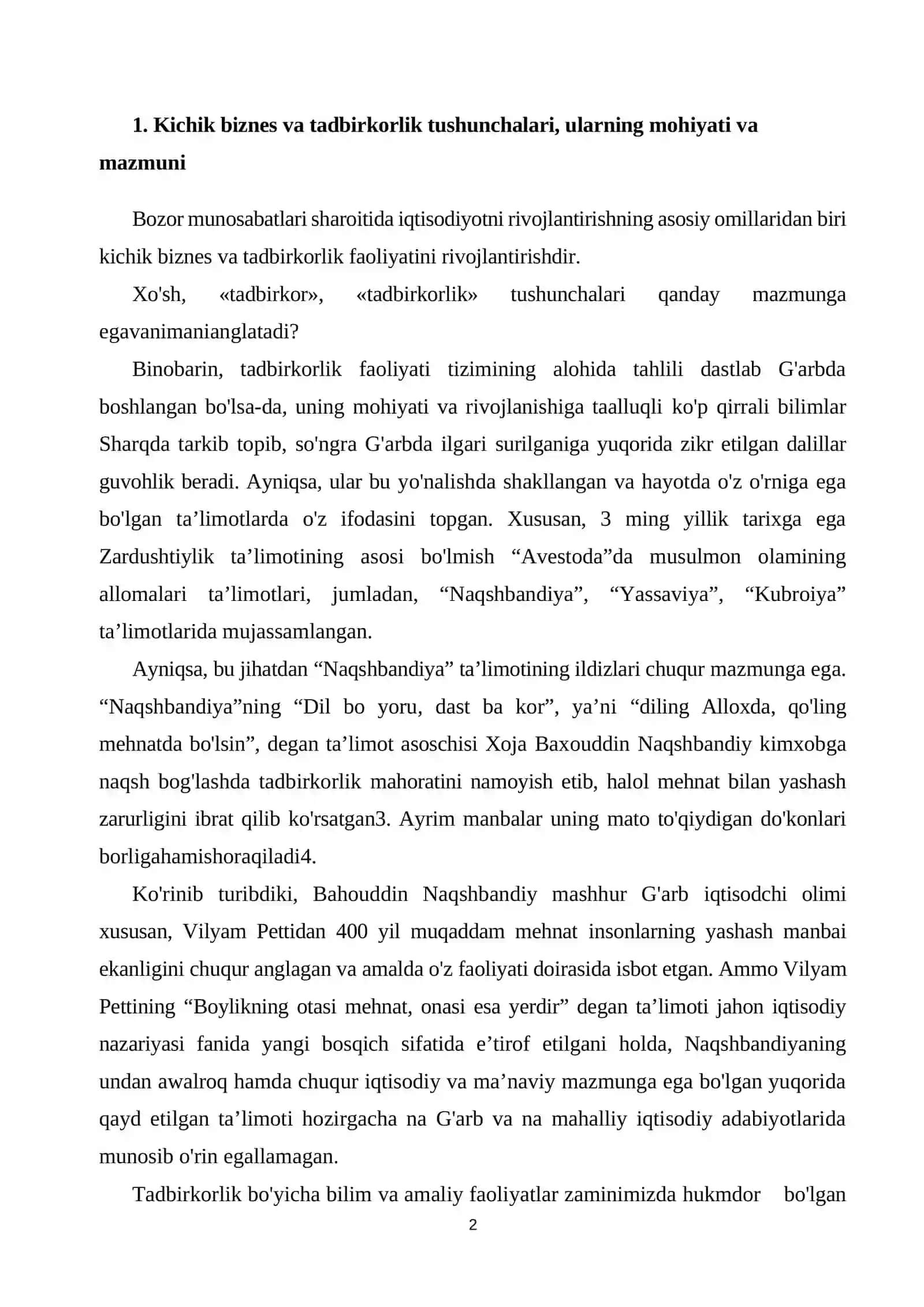 Kichik biznes va tadbirkorlik 2