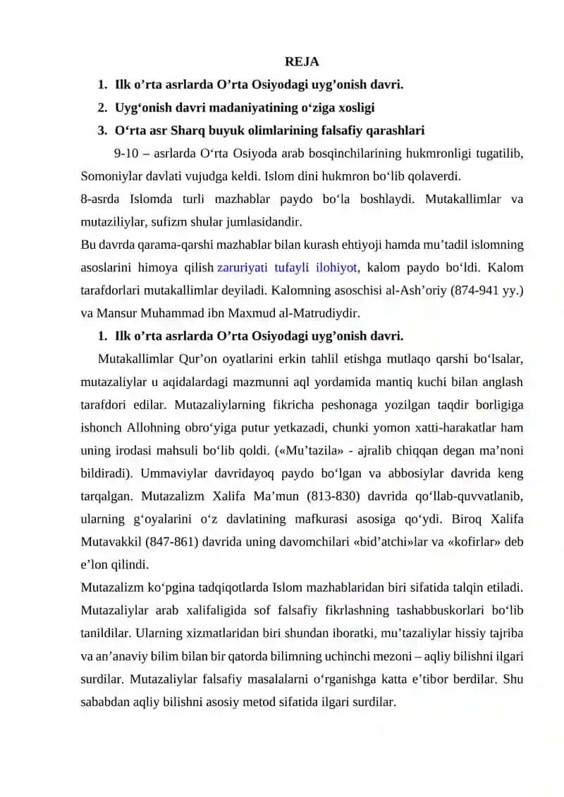 O'rta asr uyg'onish davr xususiyatlari 2