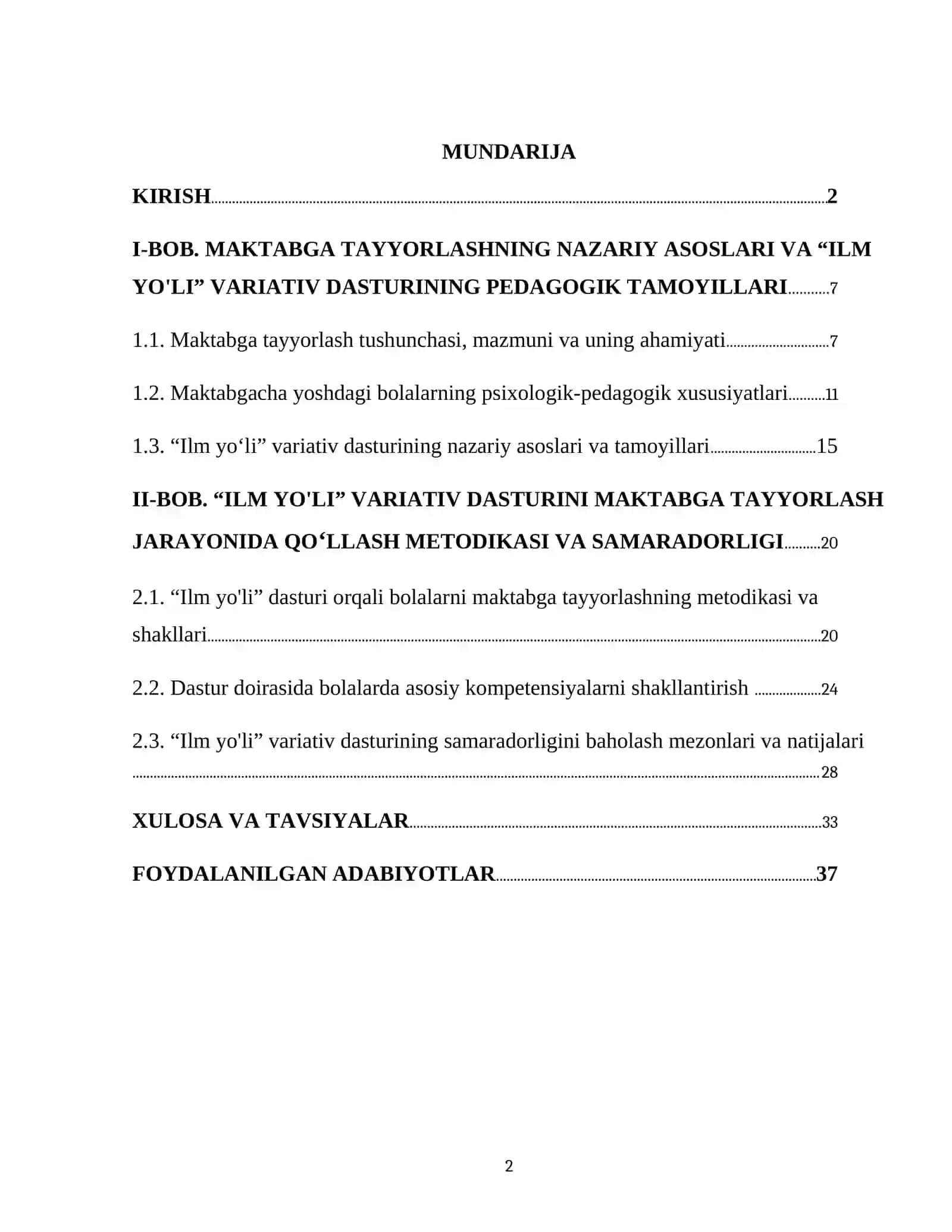 ILM YOʻLI VARIATIV DASTURI ASOSIDA TA’LIM TARBIYA BERISH 2