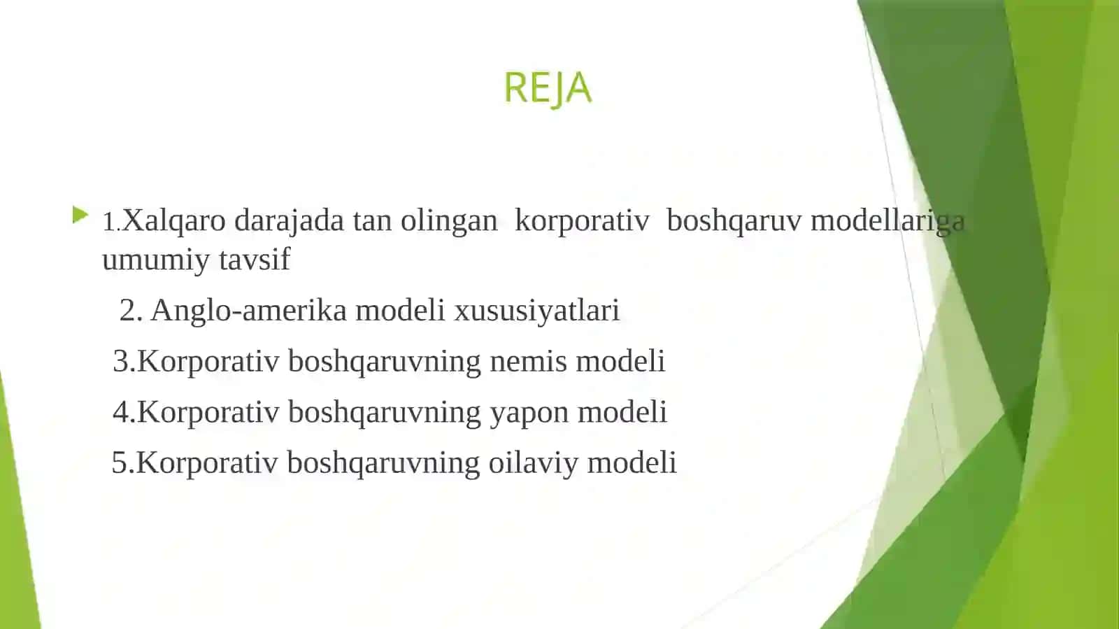 Korporativ boshqaruv tamoyillari va modellari 2