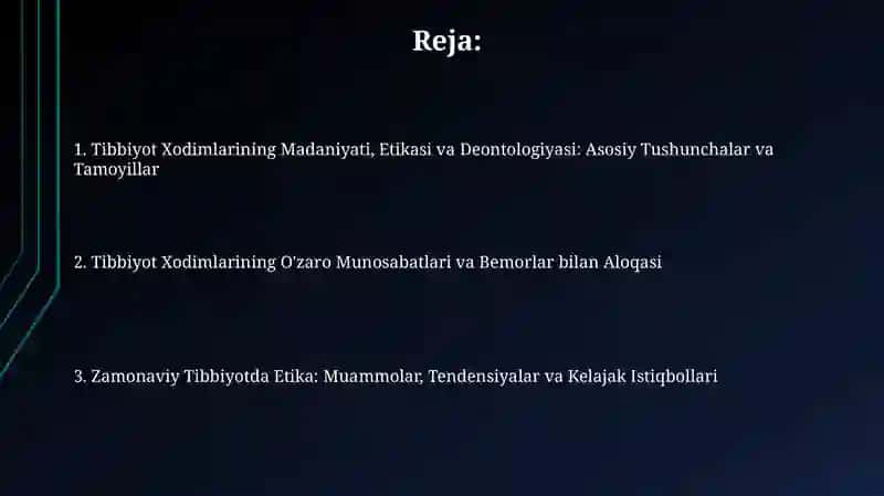 Tibbiyot xodimlarining madaniyati 2