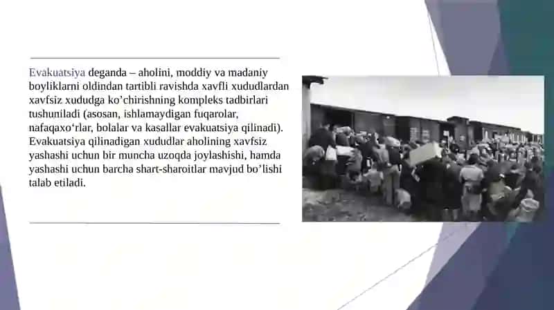 Evakuatsiya qilishning tashkilot va uslublari 2