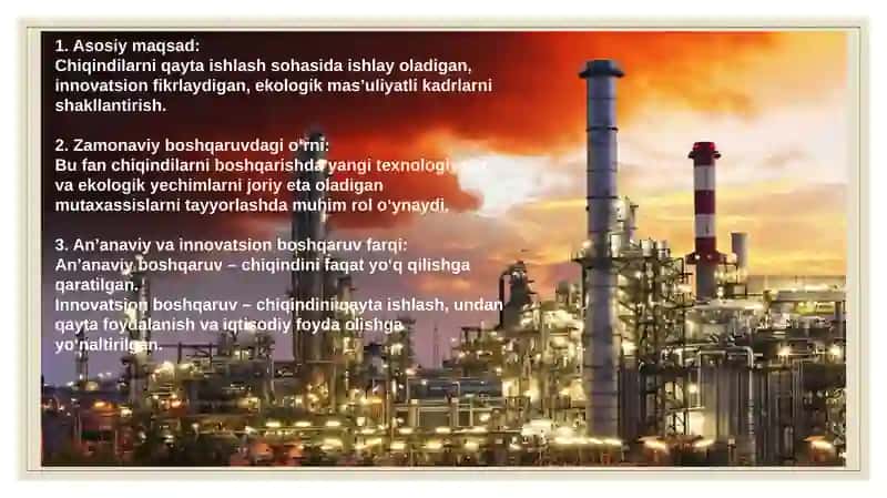 O‘ZBEKISTONDA CHIQINDILARNI QAYTA ISHLASH MUAMMOSINI INNOVATSION YECHIMLAR ORQALI HAL ETISH 2