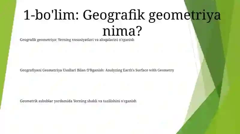 Geografiyani Geometriya Usullari Bilan O'Rganish 2
