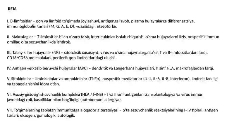 Immun tizim kasalliklari. HLA va uni kasalliklar bilan assotsiatsiyasi 2