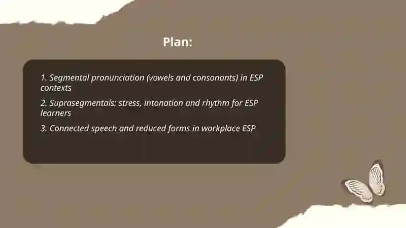 Teaching language aspects in ESP Pronunciation 2