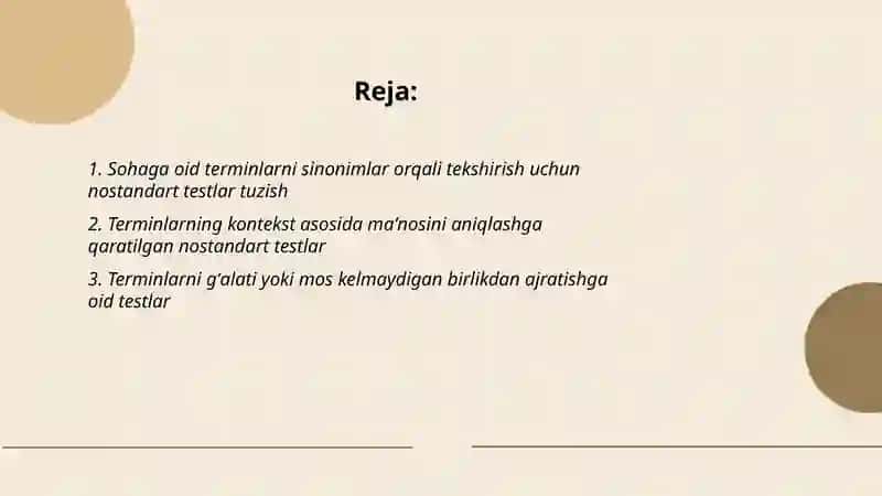 Sohaga oid terminlar boʻyicha nostandart testlar tuzish 2
