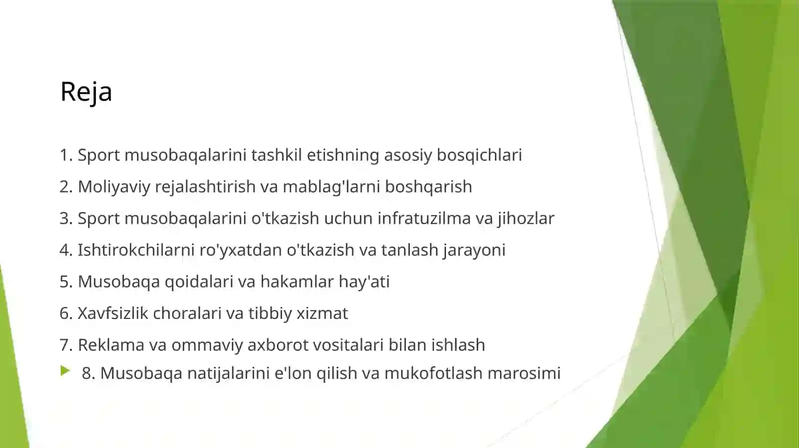 Musobaqani tashkil qilish va o‘tkazish asoslari 2