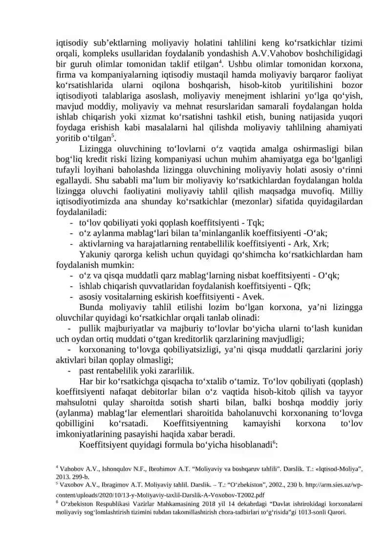 Lizingga oluvchini tanlashda moliyaviy tahlilning o‘ziga xos xususiyatlari 2