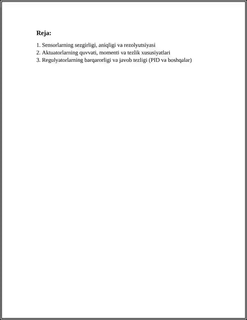 AVTOMATIK BOSHQARISH TIZIMLARINING TIPIK ZVENOLARINING XUSUSIYATLARI 2