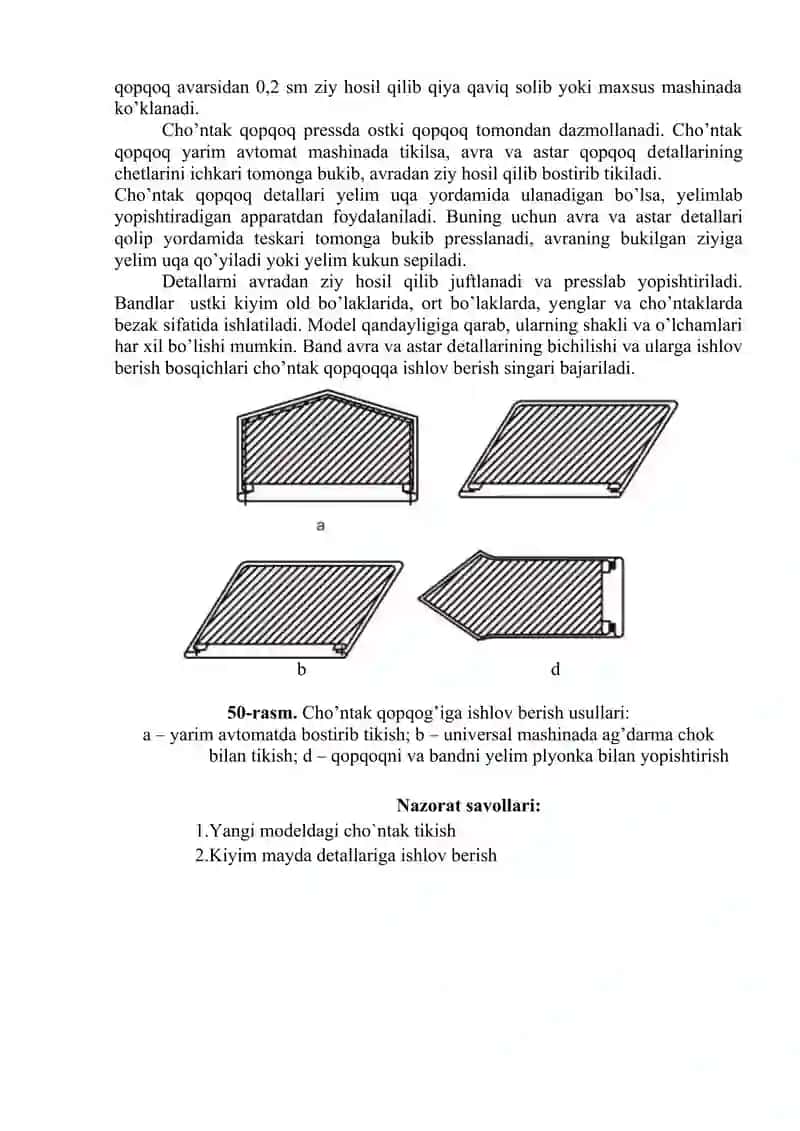 Ustki kiyim tikish texnologiyasi asoslari 2