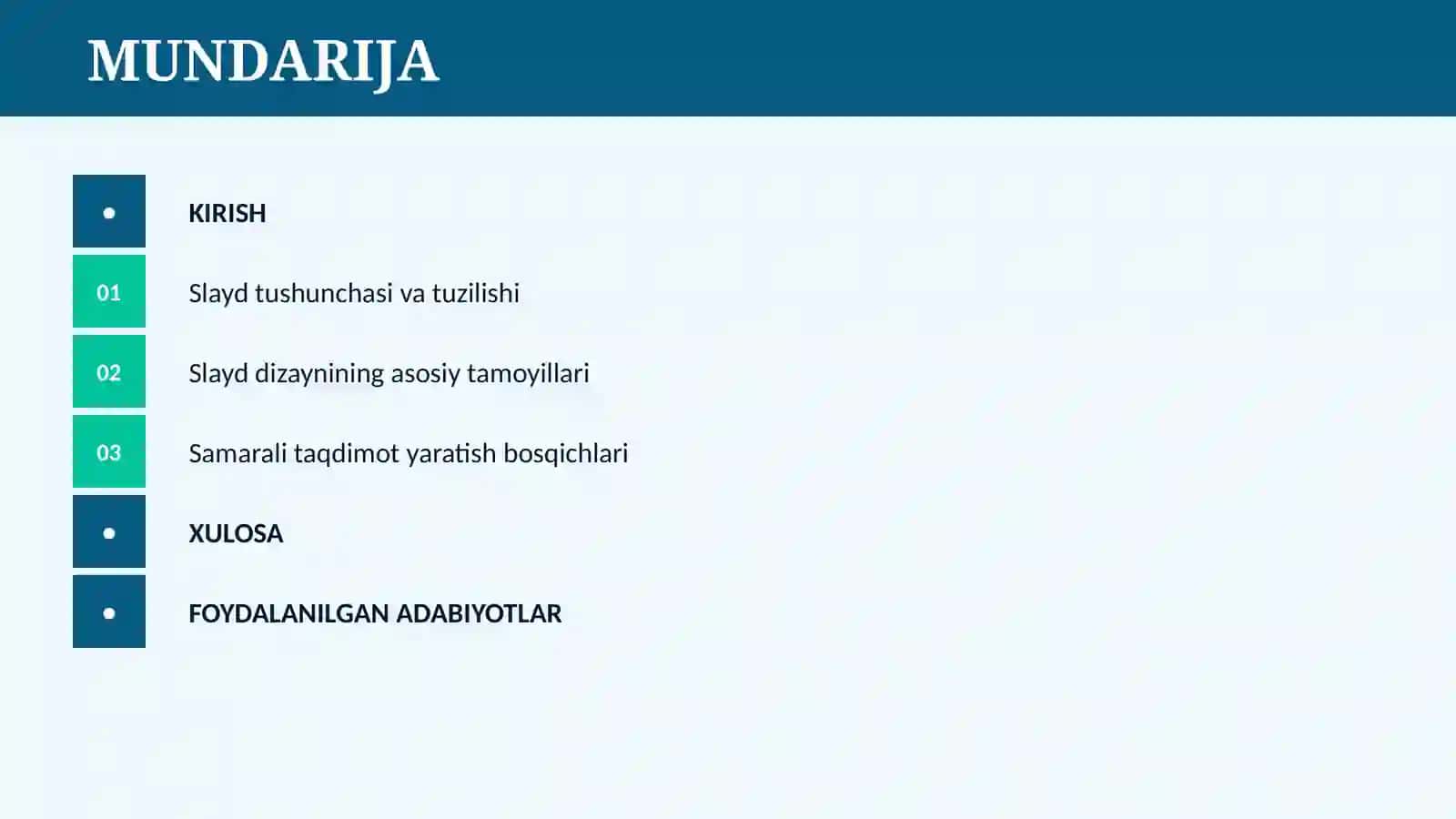 POWER POINT DASTURIDA SLAYDLAR BILAN ISHLASH 2