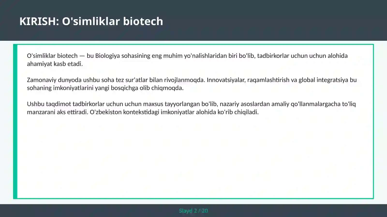 O'simliklar biotech 2