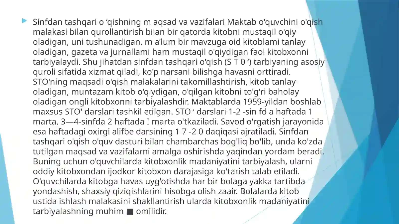 Sinfdan tashqari o‘qishning maqsad va vazifalari 2