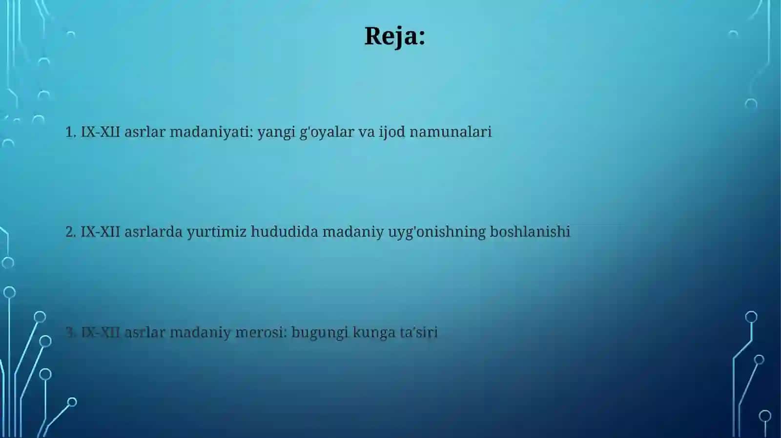 IX-XII asrlarda mamlakatimiz hududida daroy bergan madaniy uyg'onish 2