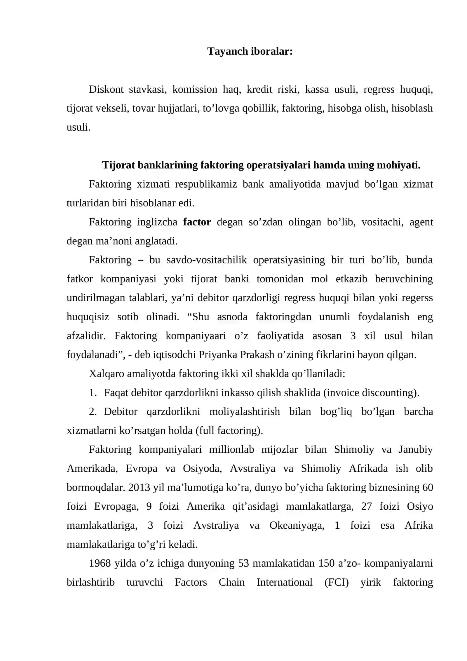 Tijorat banklarining faktoring operatsiyalari 2