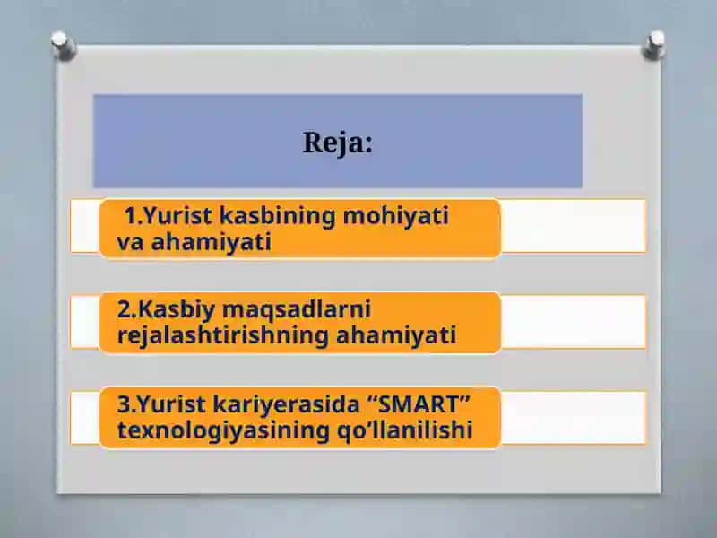 Yurist kariyerasini rejalashtirishda “SMART” texnologiyasining qo‘llanilishi 2