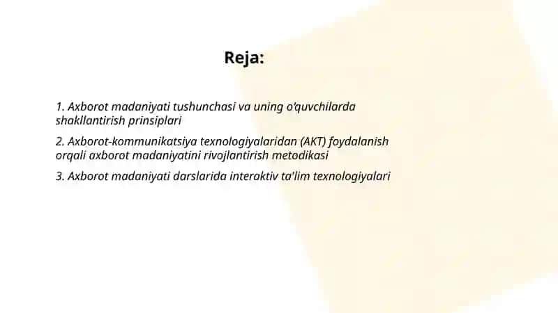 O‘quvchilarda axborot madaniyatini shakllantirish texnologiyasi 2