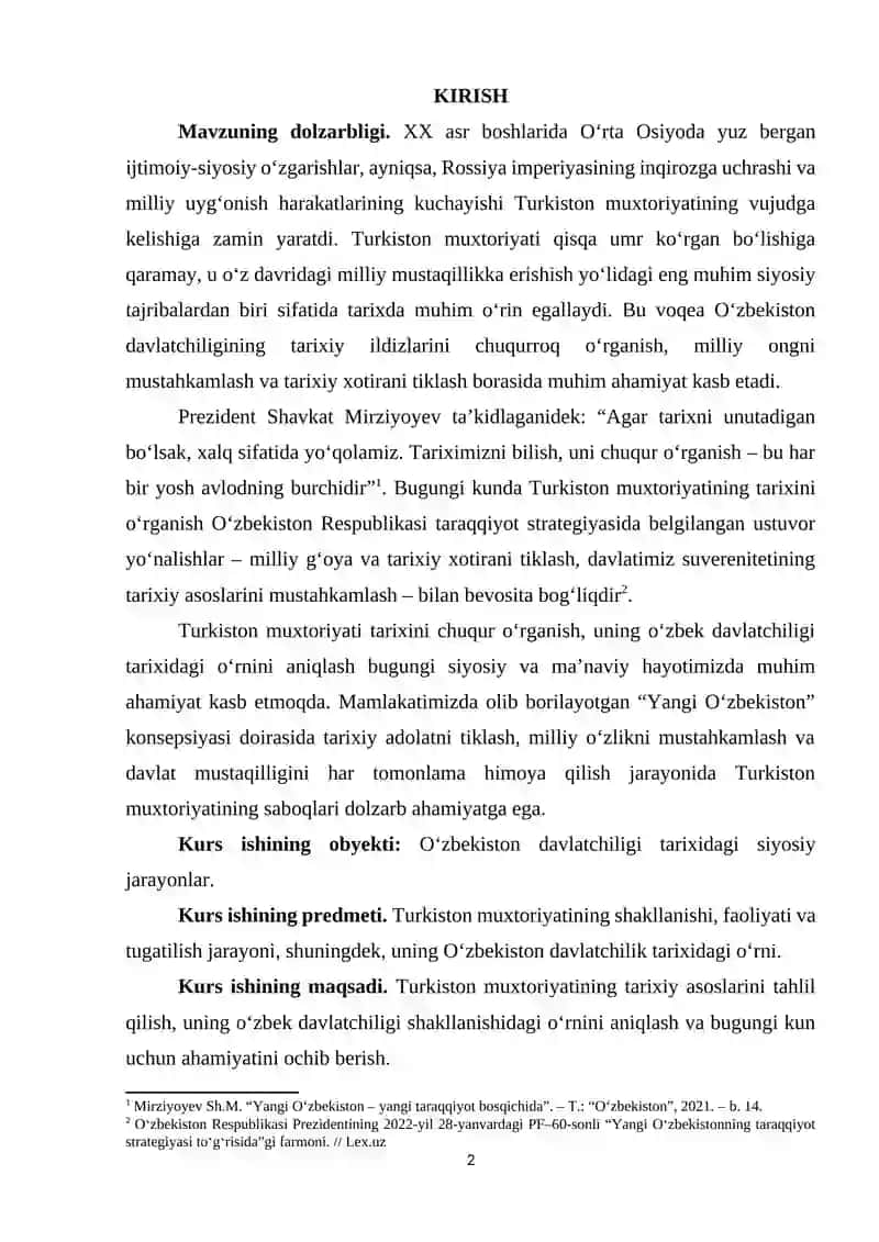 Oʻzbek davlatchilik tarixida Turkiston muxtoriyatining oʻrni va roli 2