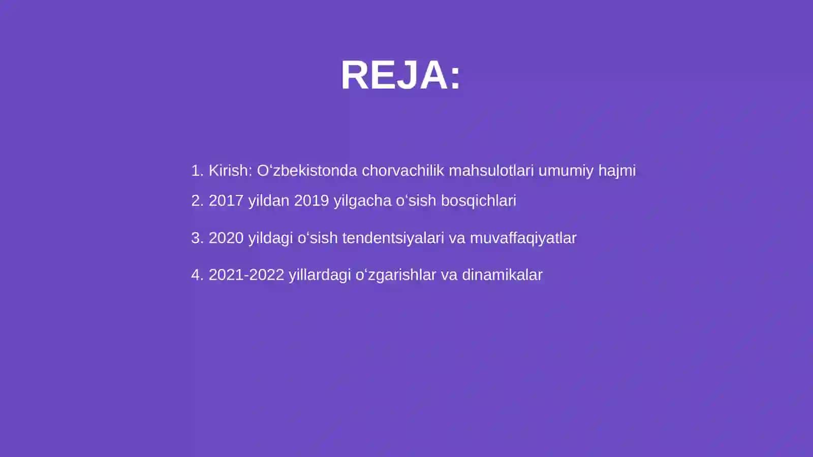Oʻzbekistonda chorvachilik mahsulotlari umumiy hajmining 2017-2024 yillarda oʻsishi va dinamikasi tahlili 2