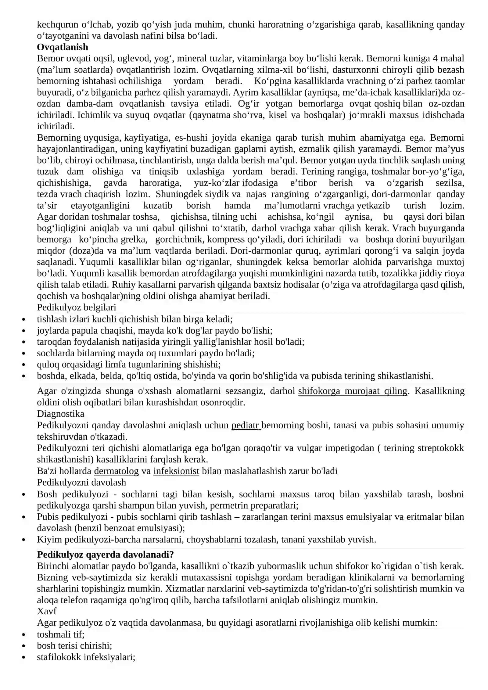 Bemorni parvarish qilish 2