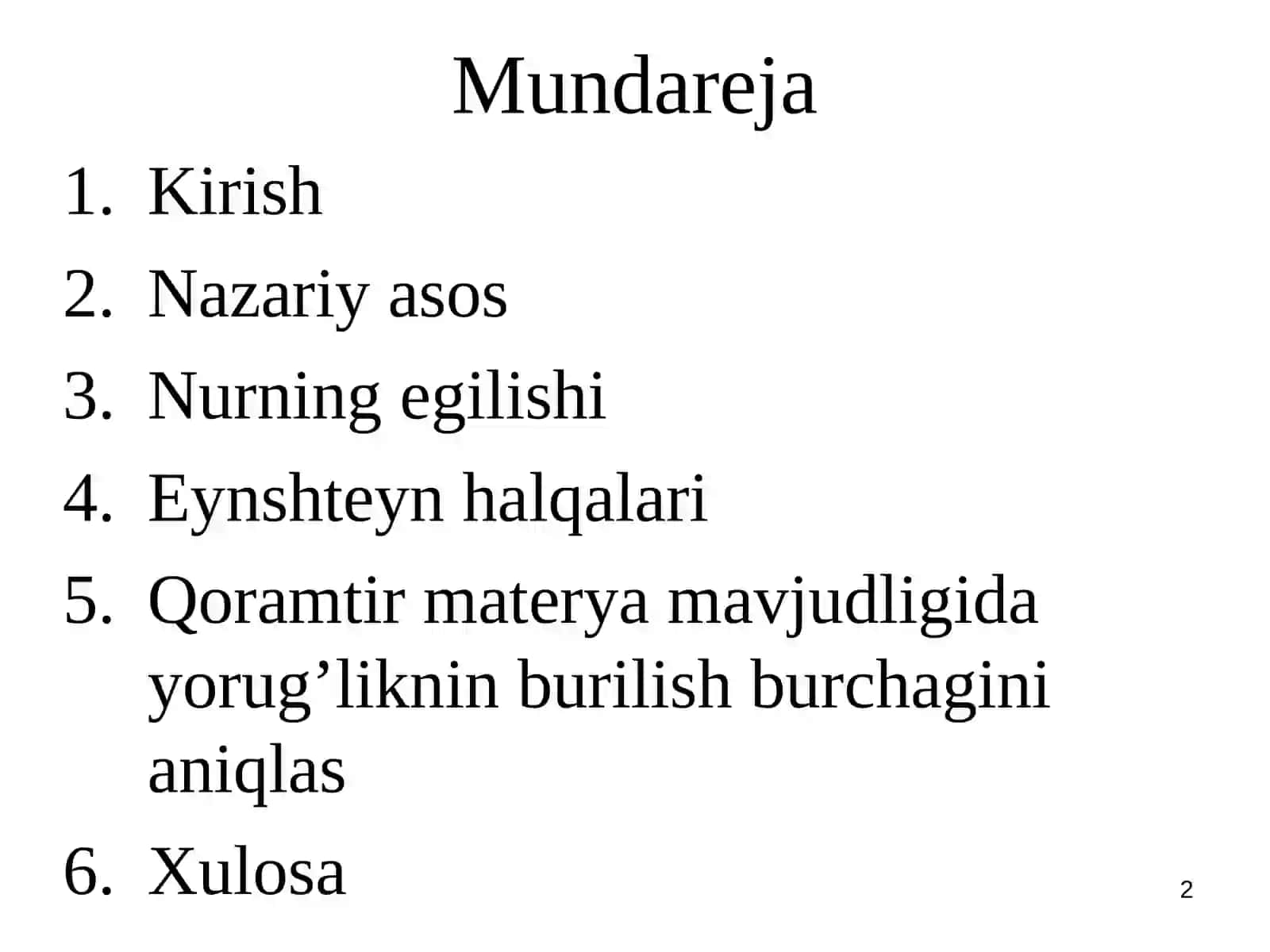 Qoramtir Materya Mavjudligida Yorug’likning Burilish Burchagini Aniqlash 2