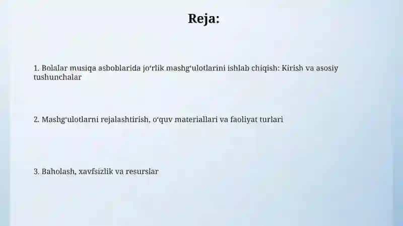 Bolalar musiqa asboblarida jo‘rlik mashg‘ulotlarini ishlab chiqish 2