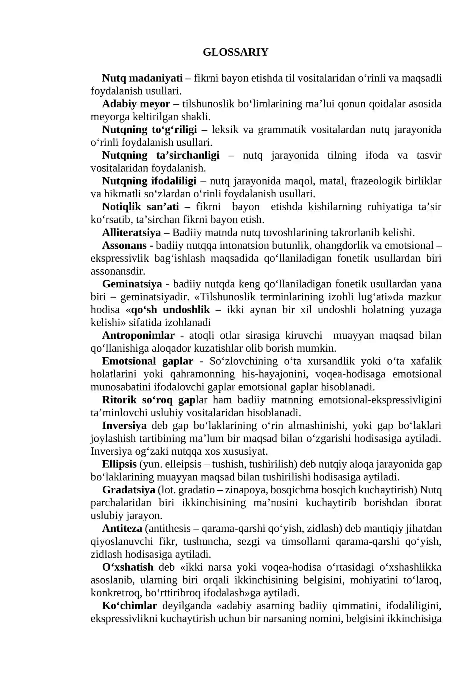 Nutq Madaniyati Glossariy 2