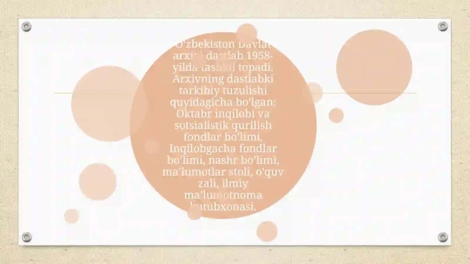 O’zbekiston Respublikasi Markaziy Davlat arxivining tashkil topishi va faoliyati 2