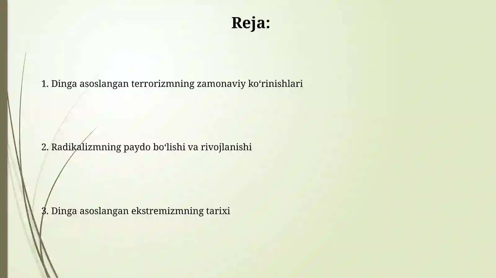 Diniy fanatizm, radikalizm va terrorizmning tarixi va yoʻnalishlari 2