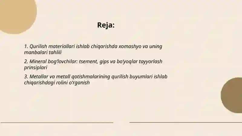 Qurulish materiallari buyumlarini tayyorlashning asosiy prinsiplari, asosiy nazariy yoʻnalishlar tahlili 2