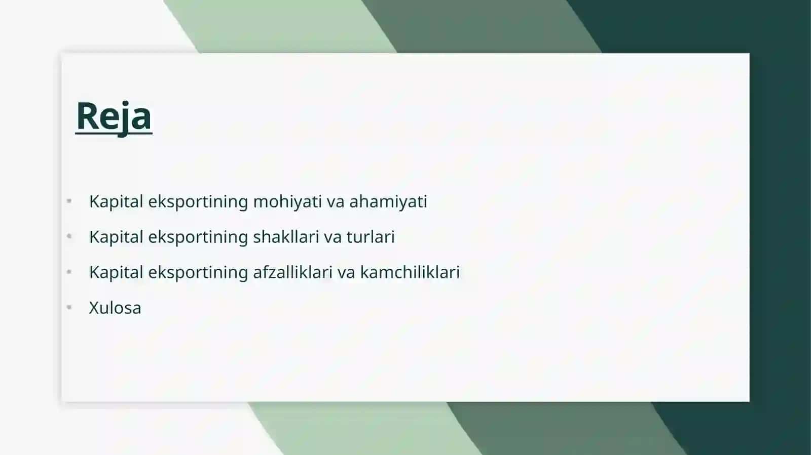 Kapital eksporti-xalqaro iqtisodiy munosabatlarning ilgor shakli sifatida 2