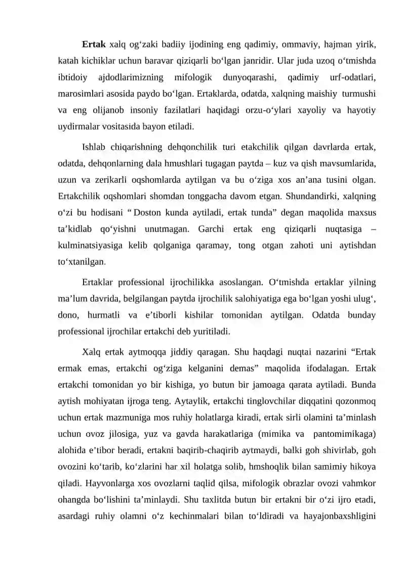 Ertaklar va ertakning janriy tasnifi 2