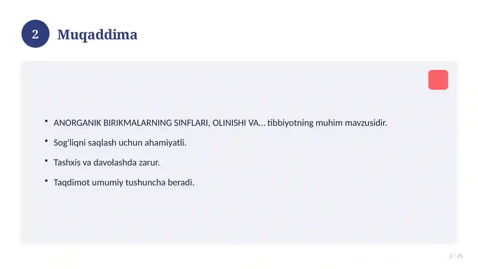 ANORGANIK BIRIKMALARNING SINFLARI, OLINISHI VA XOSSALARI 2