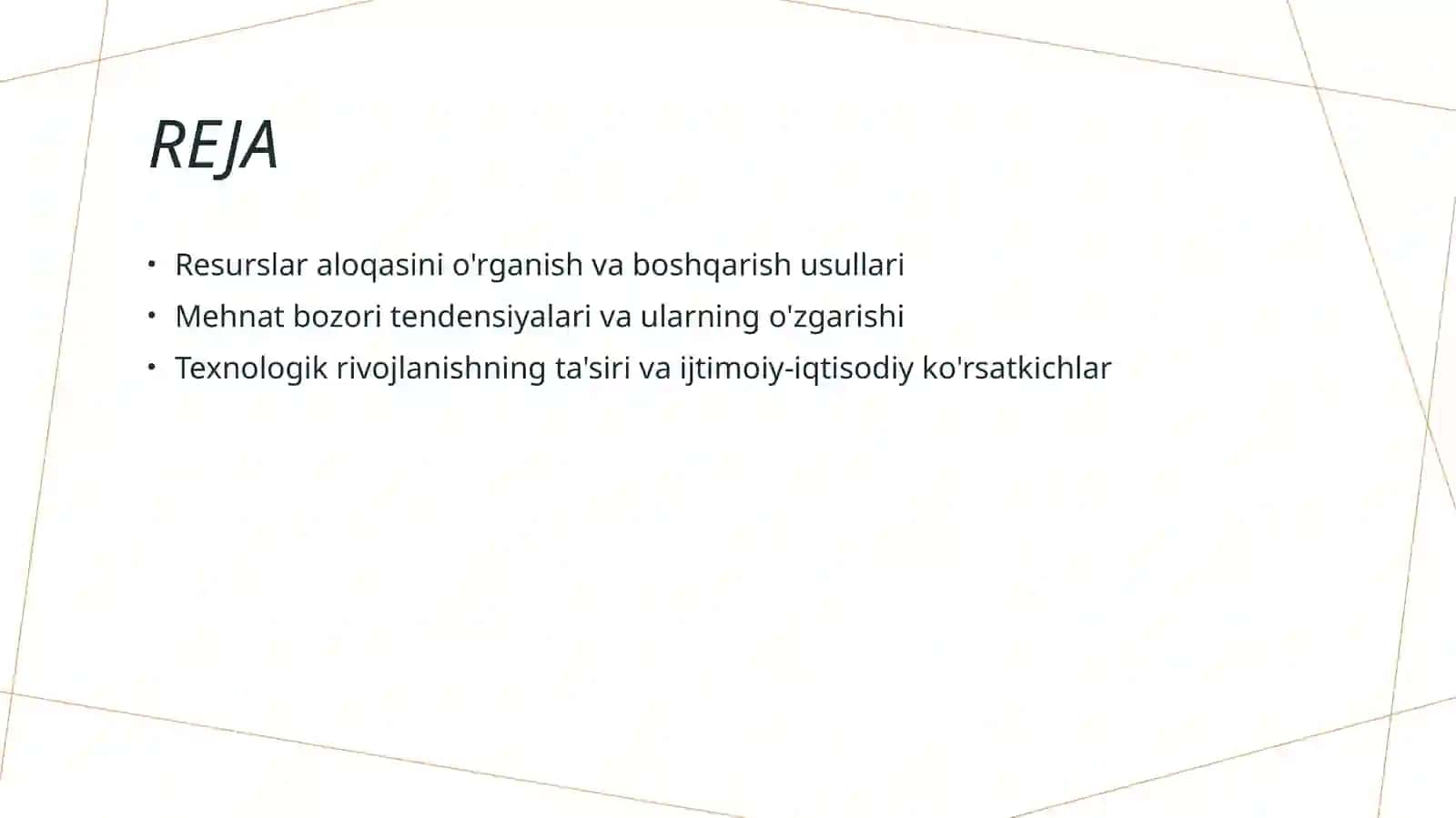 Resurslarni rejalashtirish va mehnat resurslari bozorini rivojlantirish tendensiyalari 2