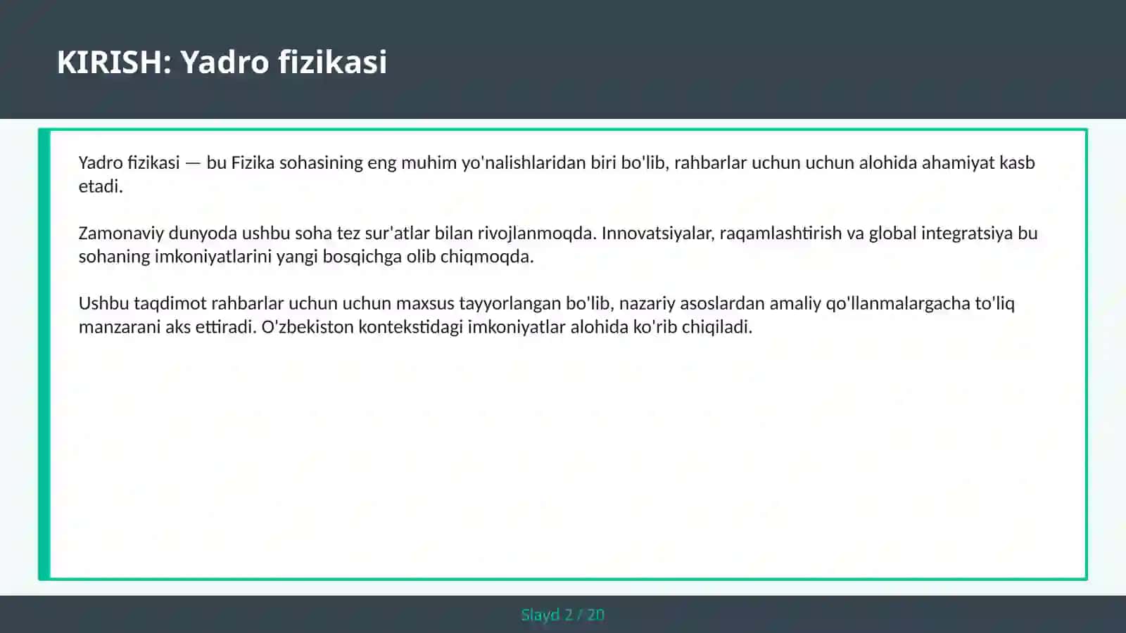 YADRO FIZIKASI 2