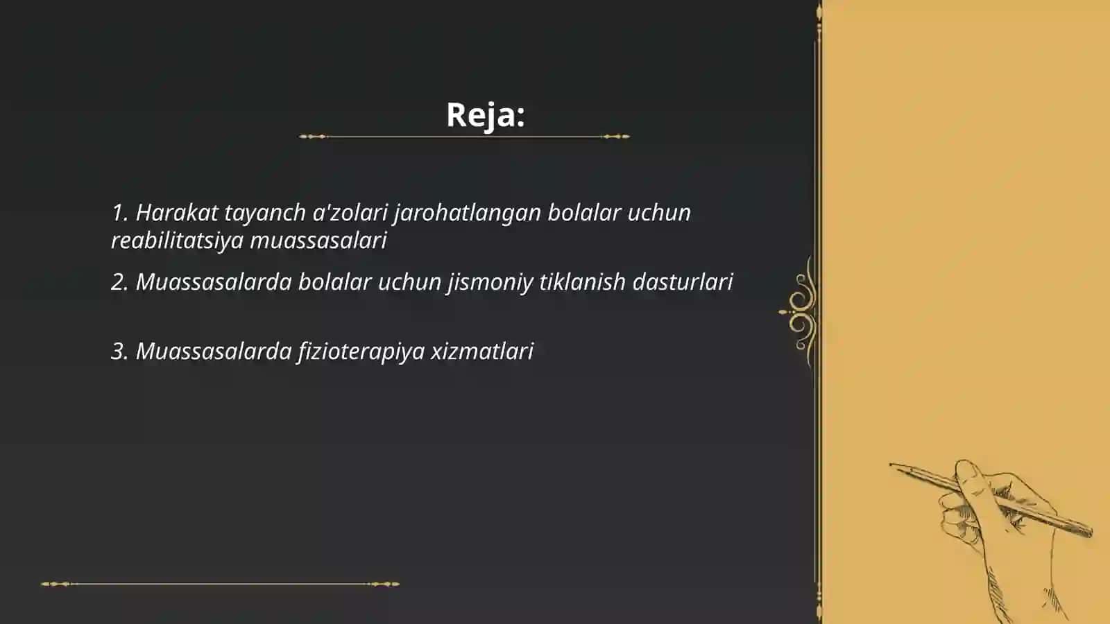 Harakat tayanch a'zolari jarohatlangan bolalar uchun reabilitatsiya muassasalari 2